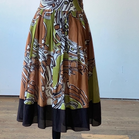Stylish Brown and Green Midi Dress - Picture 9 of 13